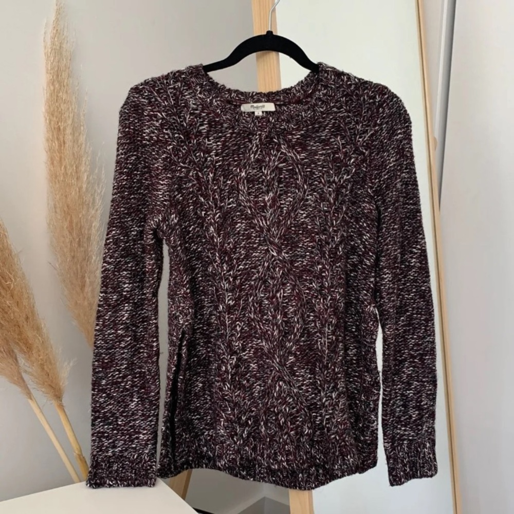 Madewell Maroon Marled Fisherman Sweater